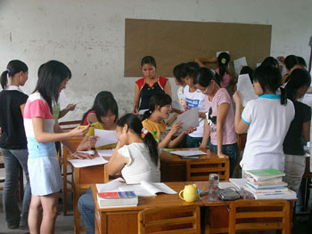 middle school girls in classroom